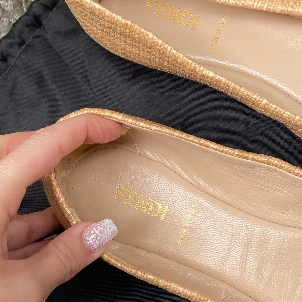 Fendi Yellow Tweed & Patent Leather Bow Ballet Flats - Picture 5 of 16